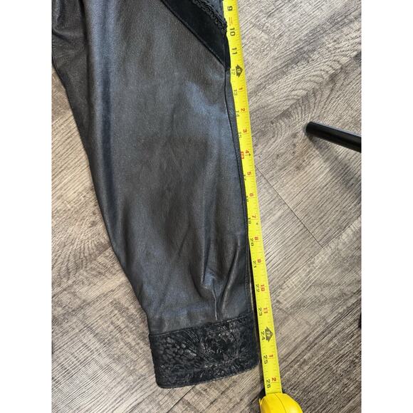 Vintage 80s 90s Oversized Real Leather Jacket Suede Detail Paisley Retro M/L - Picture 10 of 14